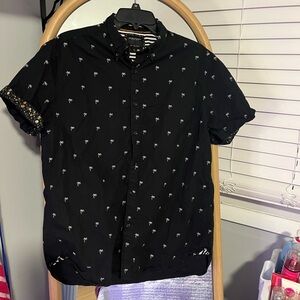 Black Palm Tree Print Men's Shirt